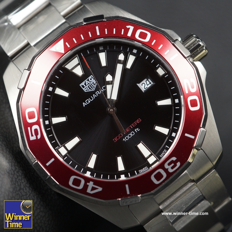 นาฬิกาTag Heuer Aquaracer 300M Quartz Black Dial รุ่น WAY101B.BA0746