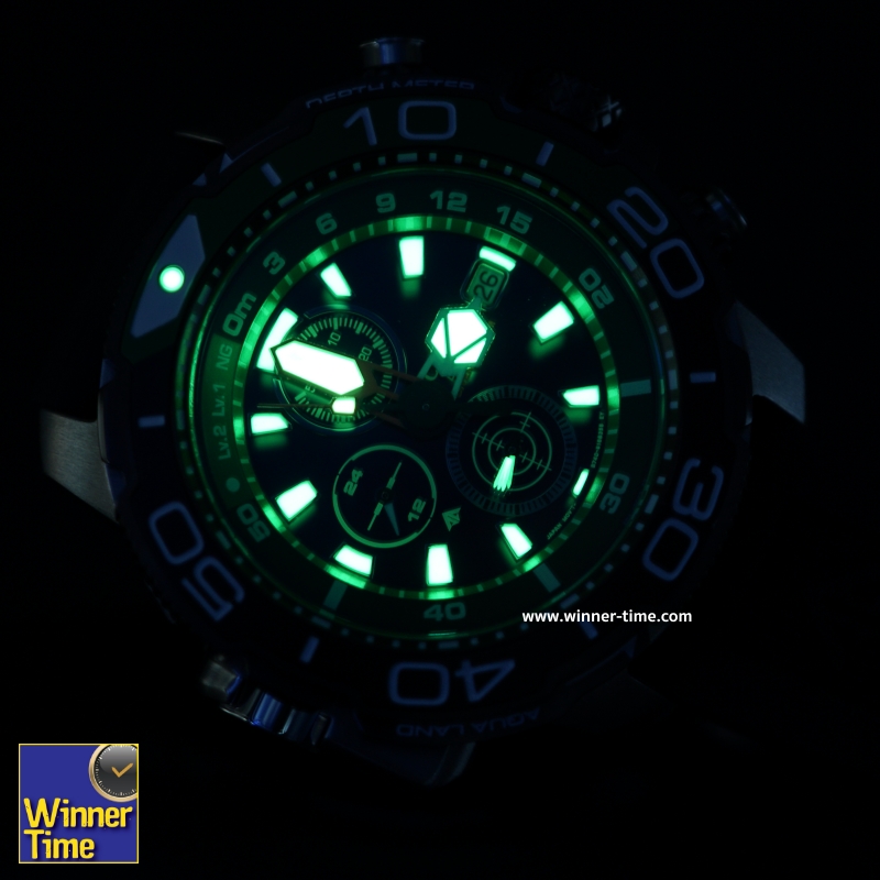 นาฬิกา Citizen Promaster Aqualand Eco-Drive Analog Chronograph รุ่น BJ2168-01E สีดำ-เขียว