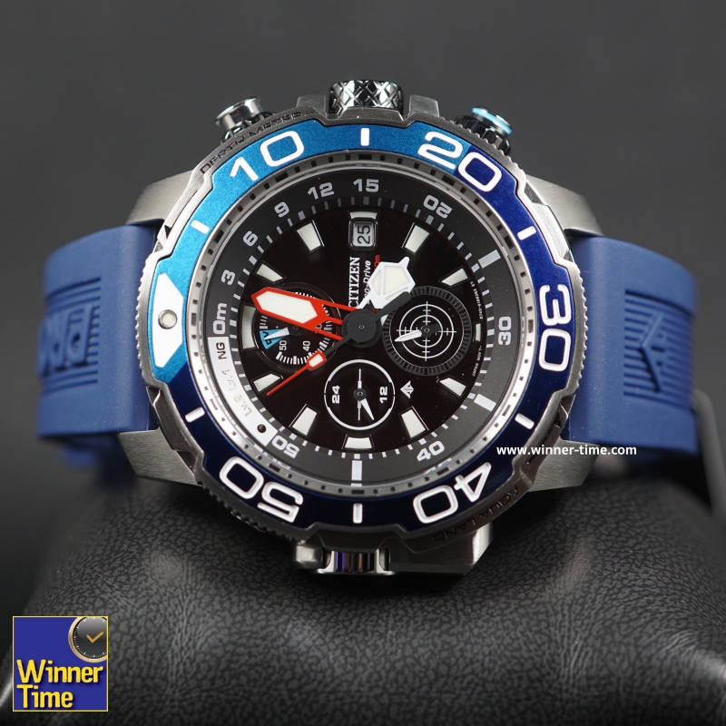 นาฬิกา Citizen Promaster Aqualand Eco-Drive Analog Chronograph รุ่น BJ2169-08E สีน้ำเงิน-ฟ้าน้ำทะเล