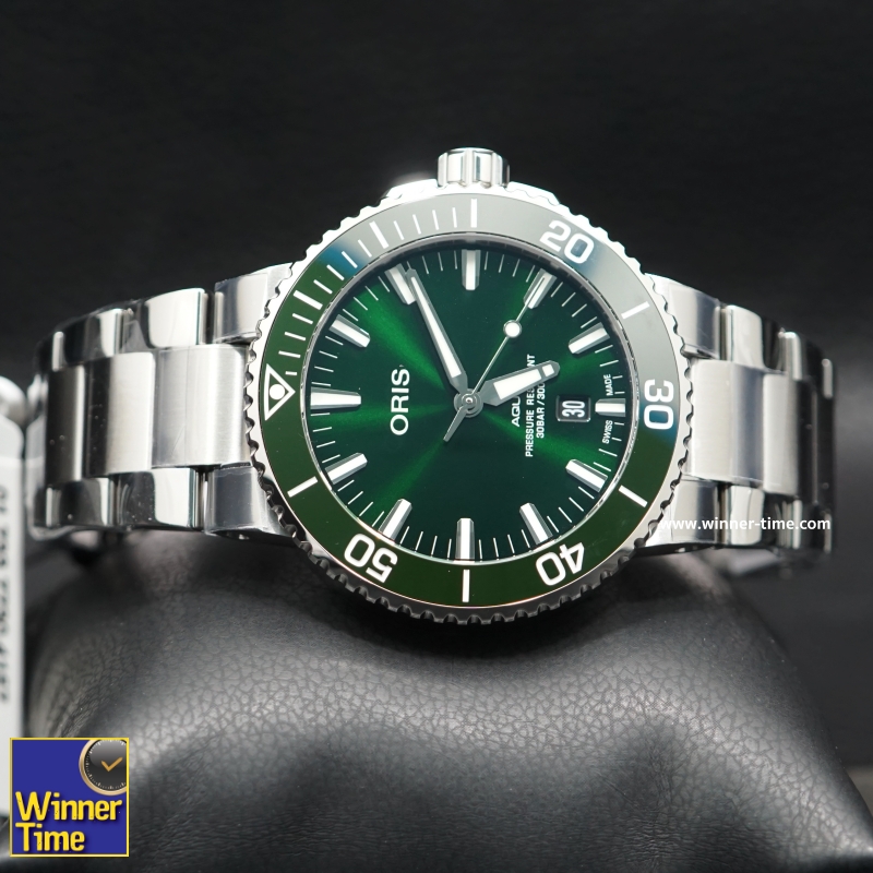 นาฬิกาOris Aquis Date Green Dial 43.5mm Steel Men's Watch รหัส  01 733 7730 4157-07 8 24 05PEB
