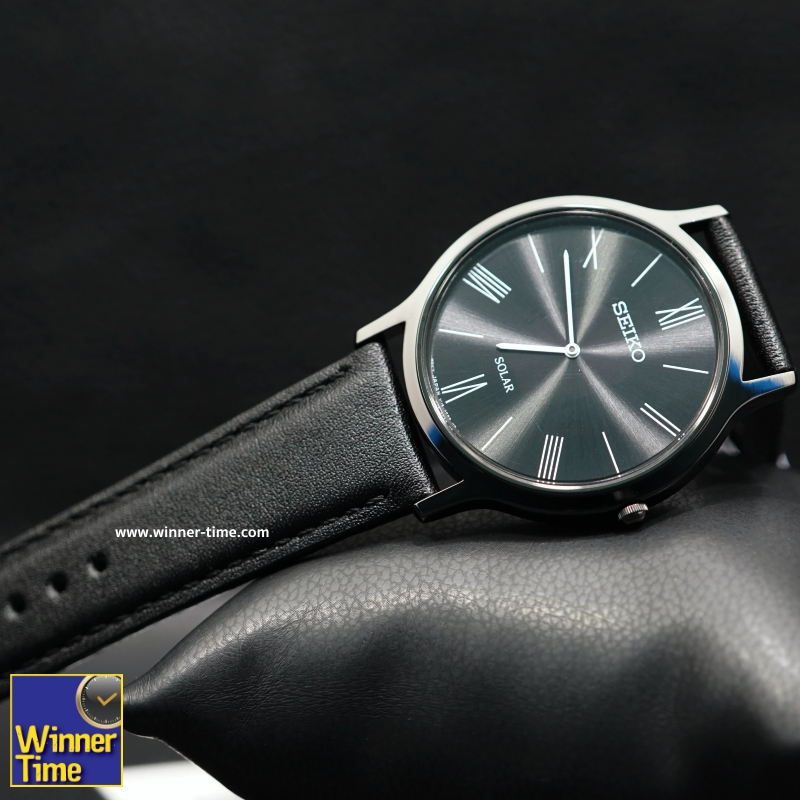 นาฬิกาSeiko Solar Black Dial Leather Watch รุ่น SUP855P1,SUP855P,SUP855