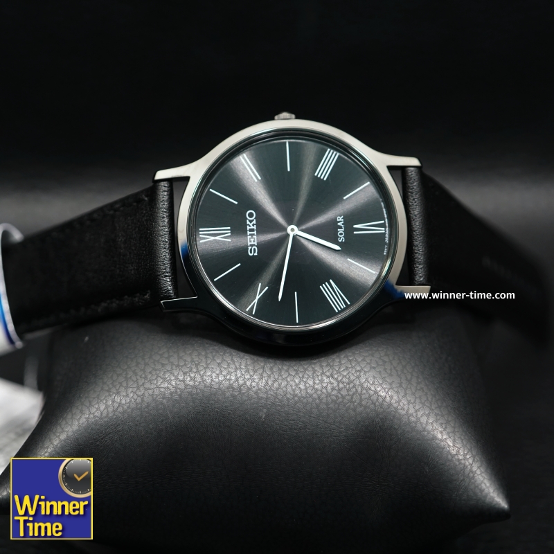 นาฬิกาSeiko Solar Black Dial Leather Watch รุ่น SUP855P1,SUP855P,SUP855