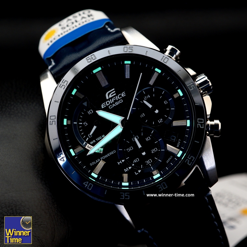 นาฬิกาCASIO EDIFICE โครโนกราฟ สายหนัง รุ่น EQS-930BL-2AV