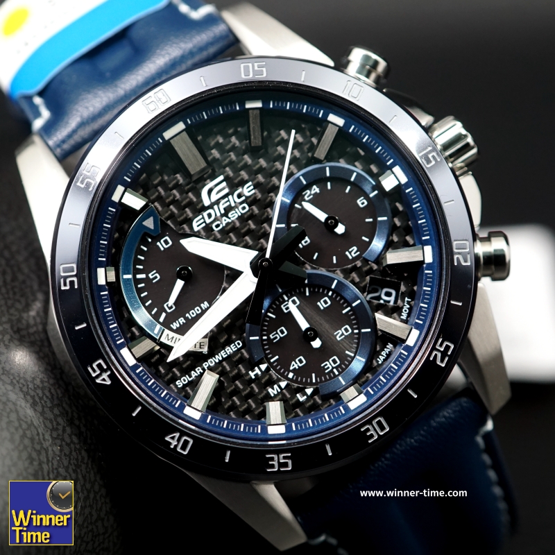 นาฬิกาCASIO EDIFICE โครโนกราฟ สายหนัง รุ่น EQS-930BL-2AV