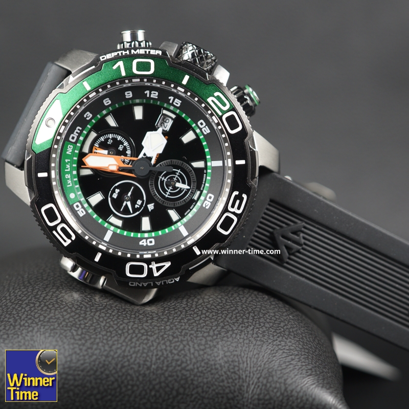 Chronograph สีดำ-เขียว Promaster Analog Citizen Aqualand Eco-Drive BJ2168-01E นาฬิกา รุ่น