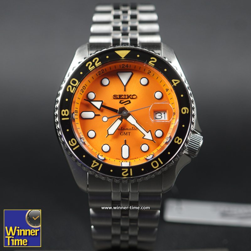 นาฬิกา Seiko 5 Sports Automatic GMT รุ่น SSK005K1,SSK005K,SSK005,หน้าปัดสีส้ม