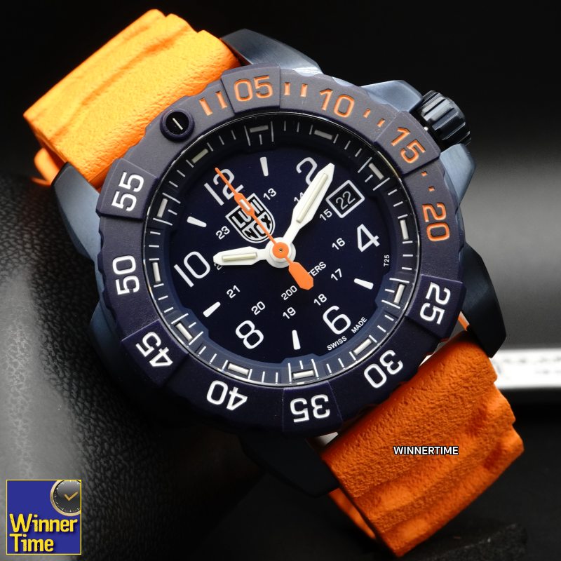 นาฬิกาข้อมือ LUMINOX 3253.CBNSF.SET Navy SEAL Foundation Back To The Blue Military Diver Watch 45 mm รุ่น XS.3253.CONSF.SE (สายส้ม)