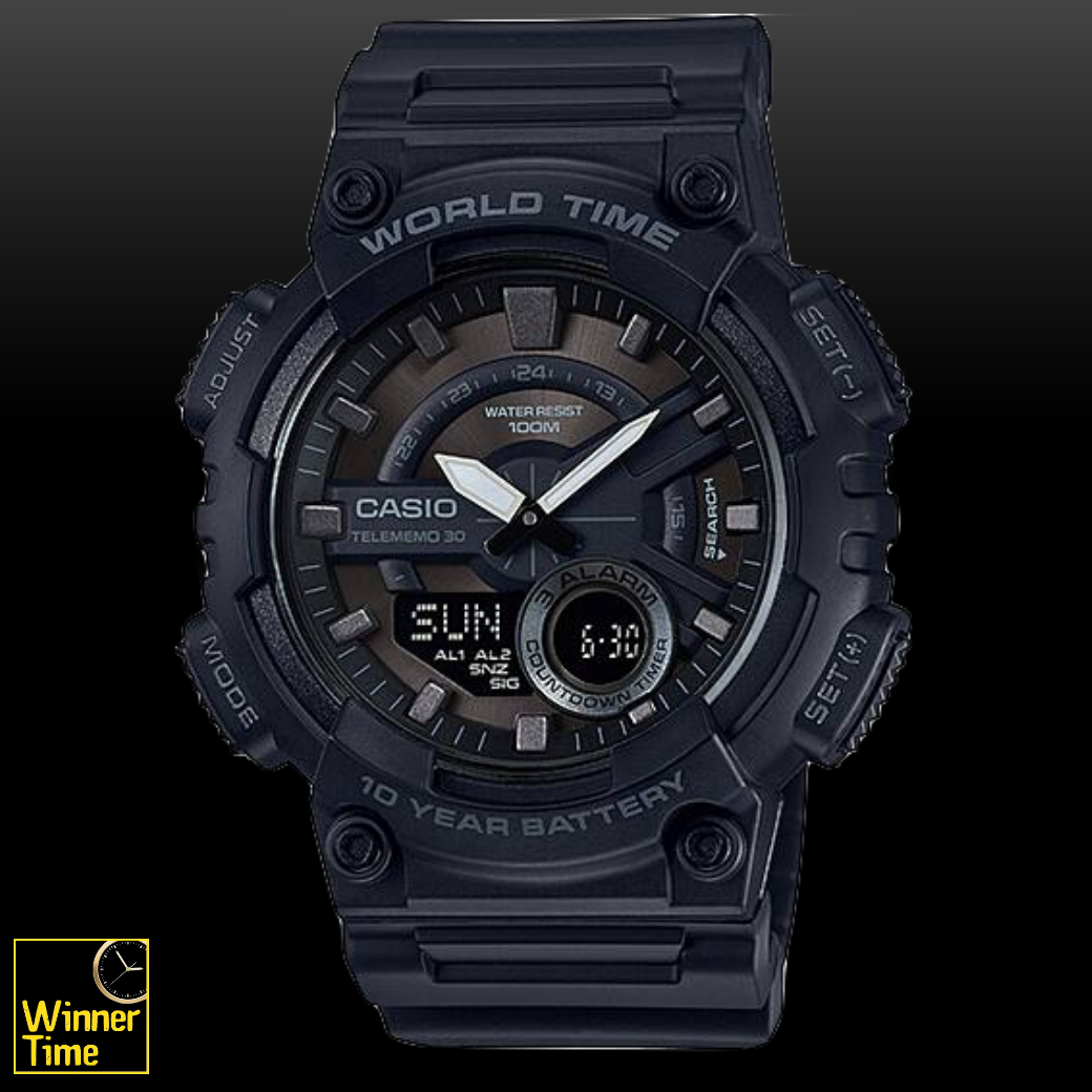 นาฬิกา Casio ระบบผสมอะนาล็อก-ดิจิตอล รุ่น AEQ-110W-1BV