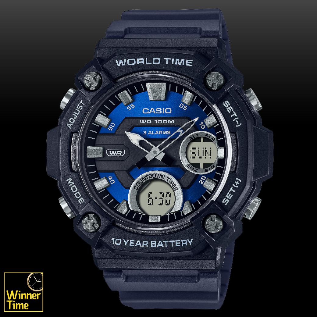 นาฬิกา Casio  ระบบผสมอะนาล็อก-ดิจิตอลรุ่น AEQ-120W-2AV