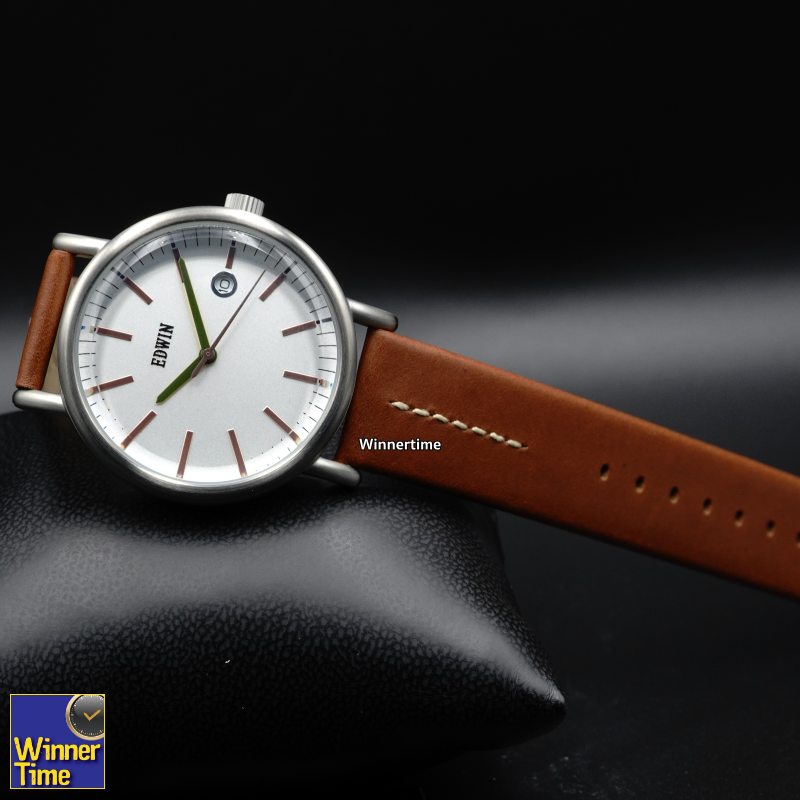 นาฬิกา EDWIN Quartz EPIC รุ่น EW1L002L0124 สายสีน้ำตาลเข้ม