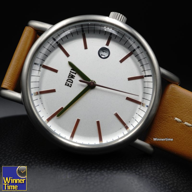 นาฬิกา EDWIN Quartz EPIC รุ่น EW1L002L0124 สายสีน้ำตาลอ่อน