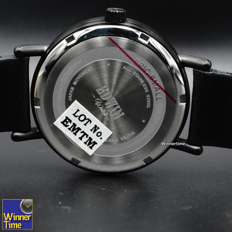 นาฬิกา EDWIN Quartz EPIC รุ่น EW1L002L0124 ตัวเรือนสแตนเลสรมดำ สายหนังสีดำ