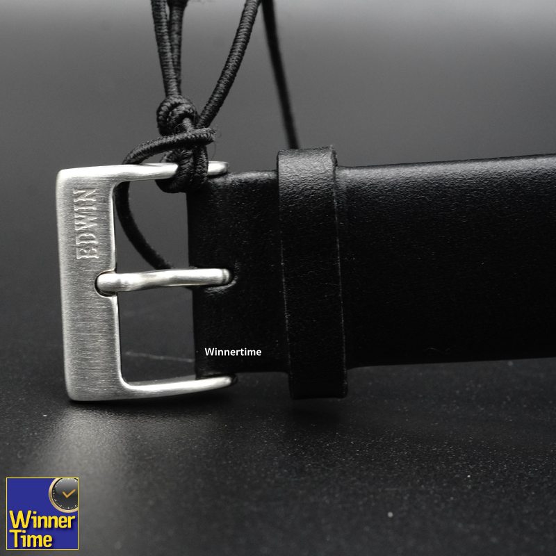 นาฬิกา EDWIN Quartz EPIC รุ่น EW1L002L0124 ตัวเรือนสแตนเลสรมดำ สายหนังสีดำ