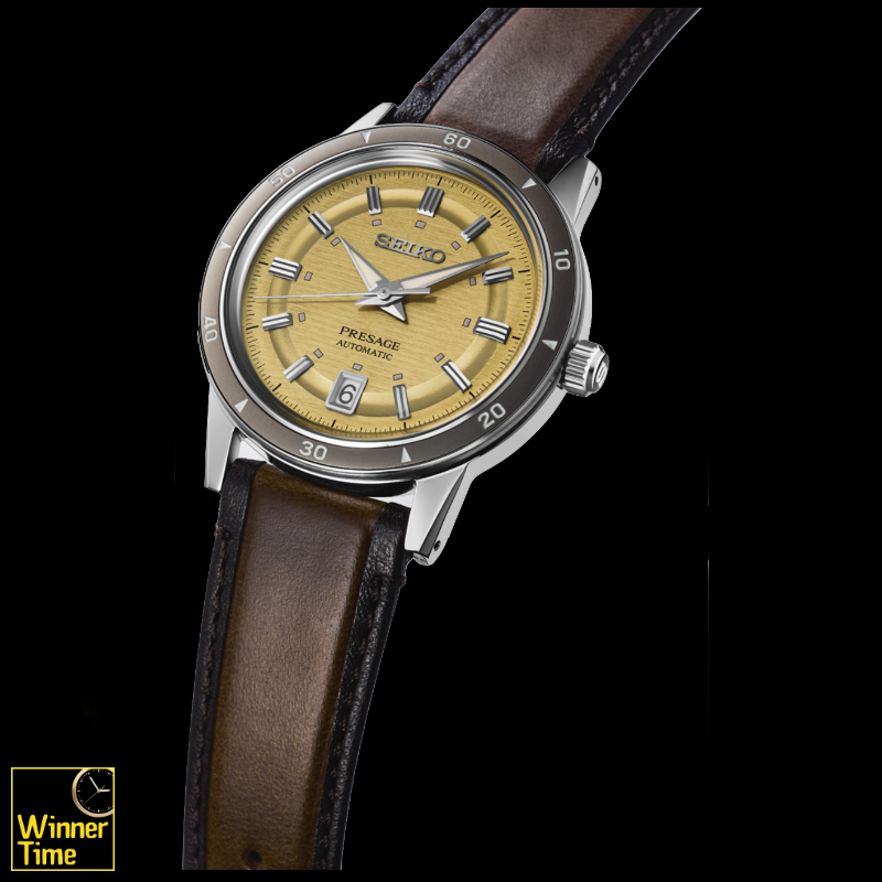 นาฬิกาข้อมือ Seiko Presage analog Mechanical automatic Style60's metal watch รุ่น SRPL75J1,SRPL75J,SRPL75
