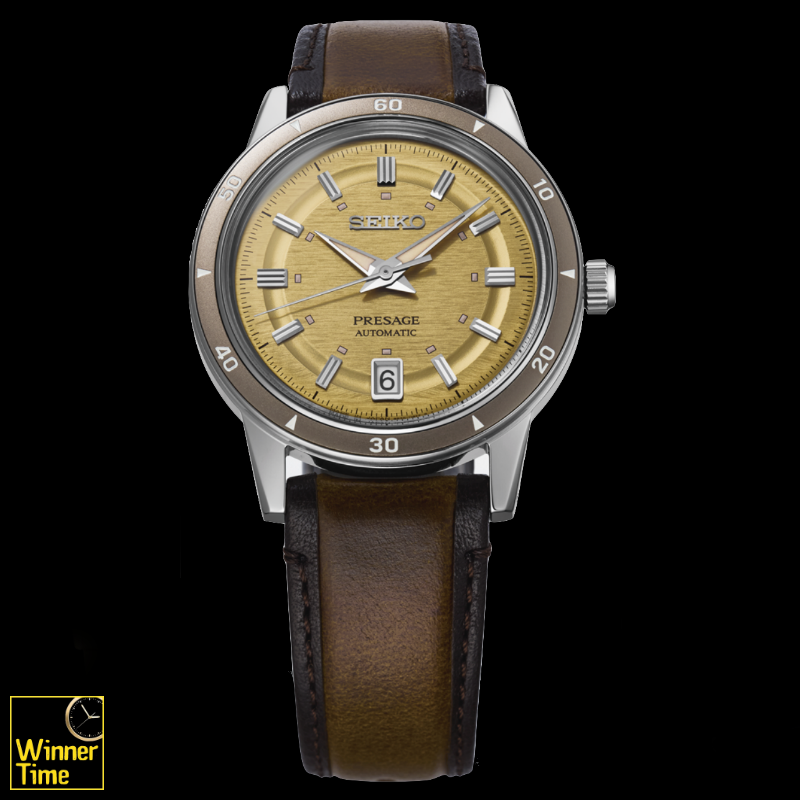 นาฬิกาข้อมือ Seiko Presage analog Mechanical automatic Style60's metal watch รุ่น SRPL75J1,SRPL75J,SRPL75