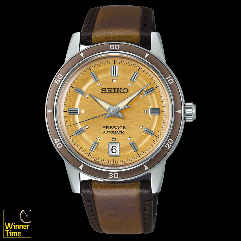 นาฬิกาข้อมือ Seiko Presage analog Mechanical automatic Style60's metal watch รุ่น SRPL75J1,SRPL75J,SRPL75