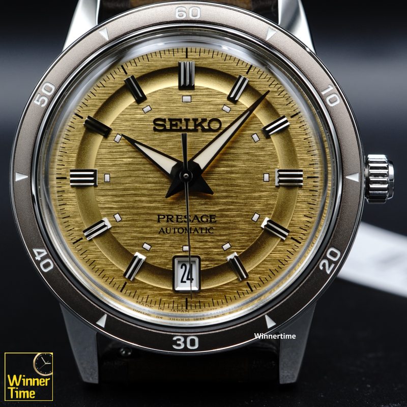 นาฬิกาข้อมือ Seiko Presage analog Mechanical automatic Style60's metal watch รุ่น SRPL75J1,SRPL75J,SRPL75