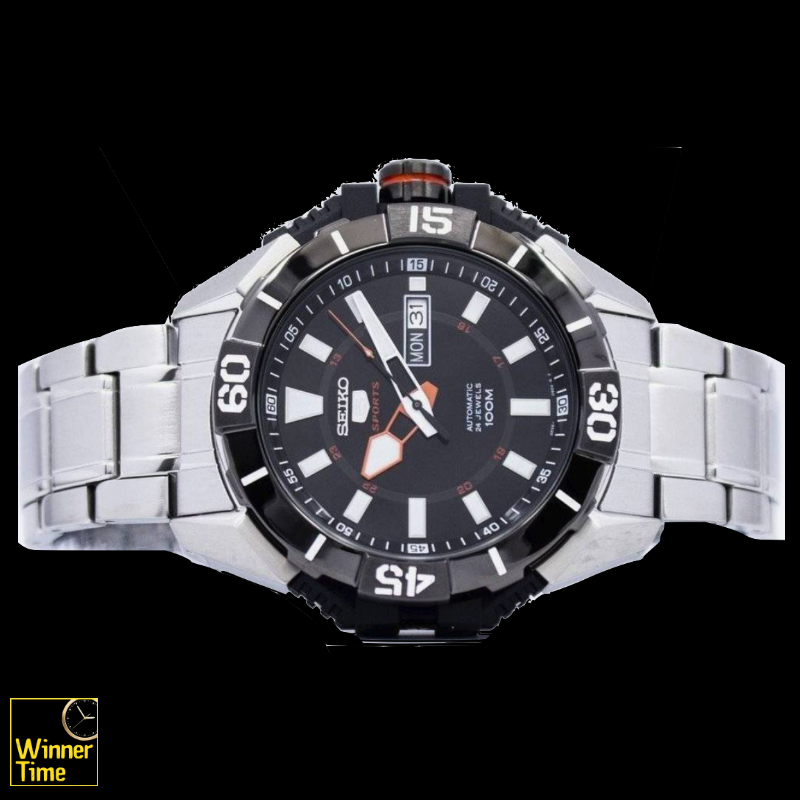 นาฬิกาข้อมือ SEIKO 5 Sports Automatic 24J Black Dial Stainless Steel 100M รุ่น SRP795K1,SRP795K,SRP795