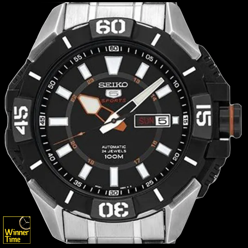 นาฬิกาข้อมือ SEIKO 5 Sports Automatic 24J Black Dial Stainless Steel 100M รุ่น SRP795K1,SRP795K,SRP795