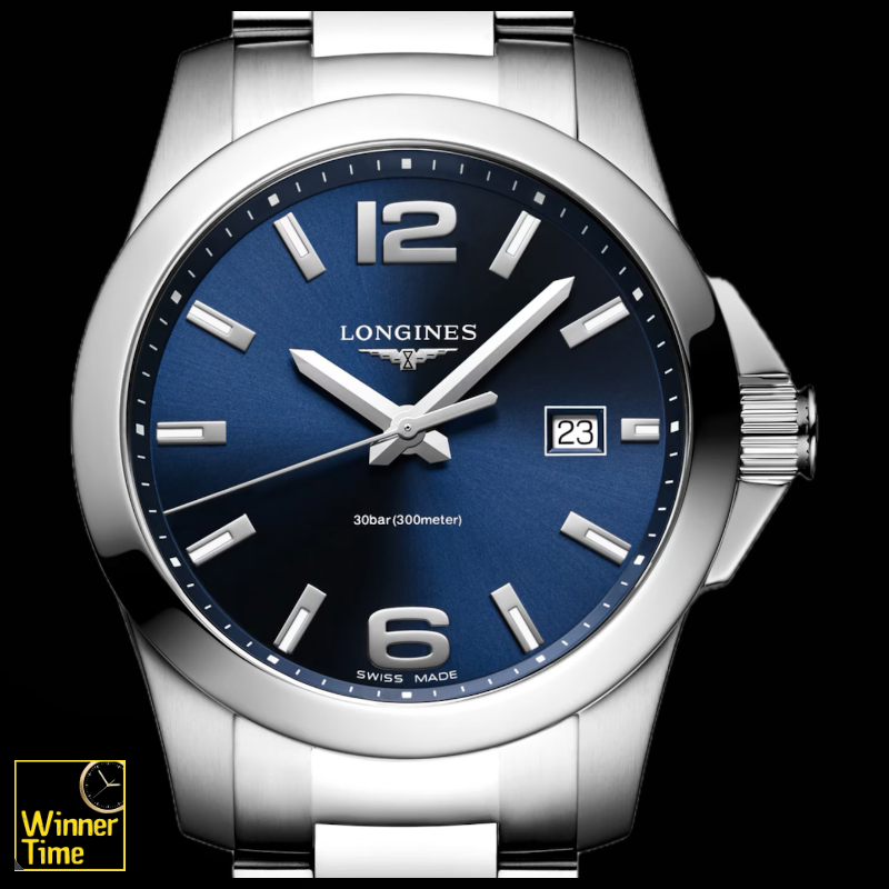 นาฬิกาข้อมือผู้ชายจากแบรนด์หรูสวิส Longines  CONQUEST- L3.759.4.96.6 ควอตซ์, &Oslash; 41.00 mm รุ่น&nbsp;&nbsp;L3.759.4.96.6