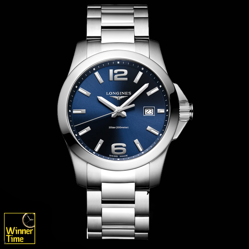 นาฬิกาข้อมือผู้ชายจากแบรนด์หรูสวิส Longines  CONQUEST- L3.759.4.96.6 ควอตซ์, Ø 41.00 mm รุ่น  L3.759.4.96.6