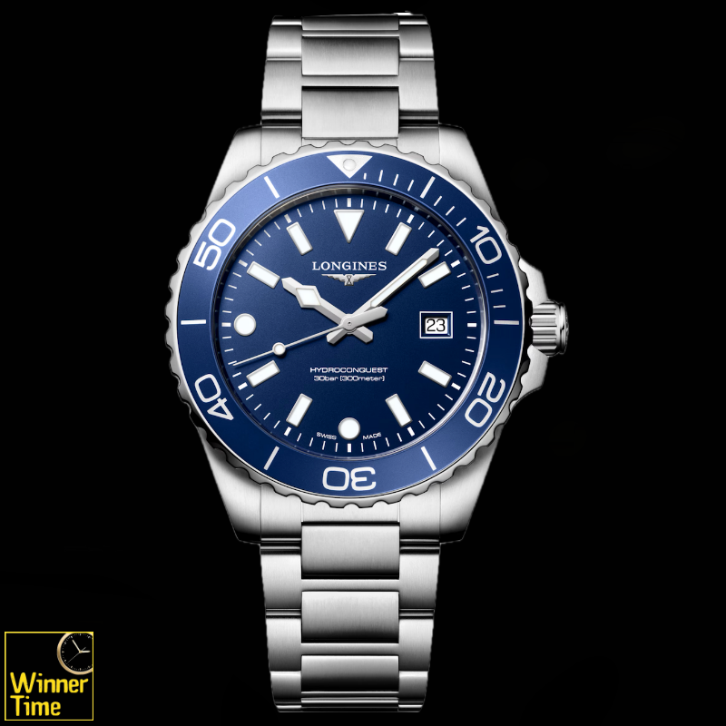 นาฬิกาข้อมือผู้ชายจากแบรนด์หรูสวิส Longines HYDROCONQUEST- L3.769.4.06.6 ควอตซ์, Ø 42.00 mm สแตนเลสสตีล รุ่น L3.769.4.96.6