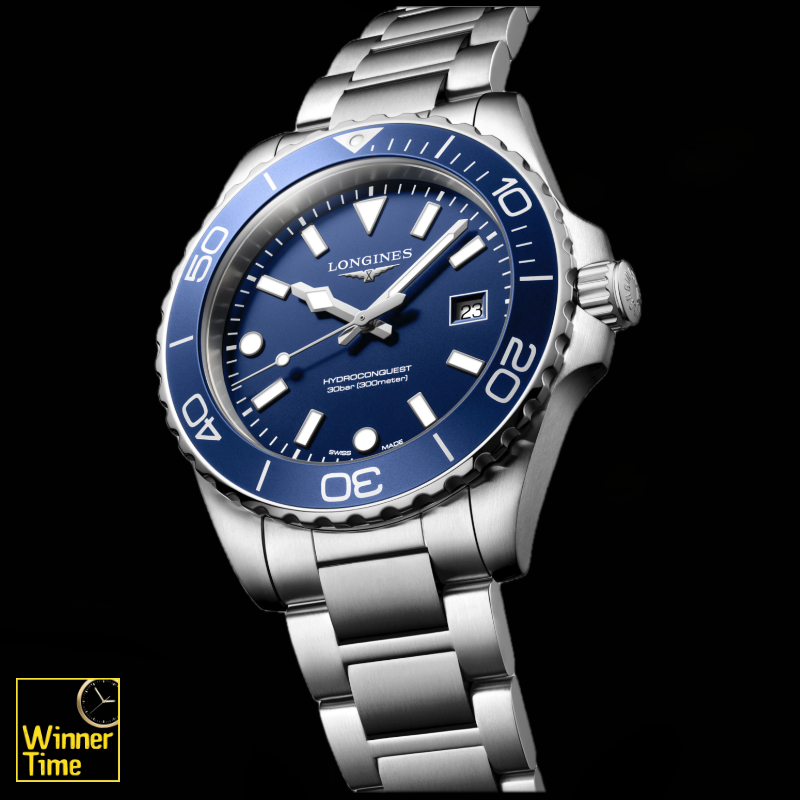 นาฬิกาข้อมือผู้ชายจากแบรนด์หรูสวิส Longines HYDROCONQUEST- L3.769.4.06.6 ควอตซ์, Ø 42.00 mm สแตนเลสสตีล รุ่น L3.769.4.96.6