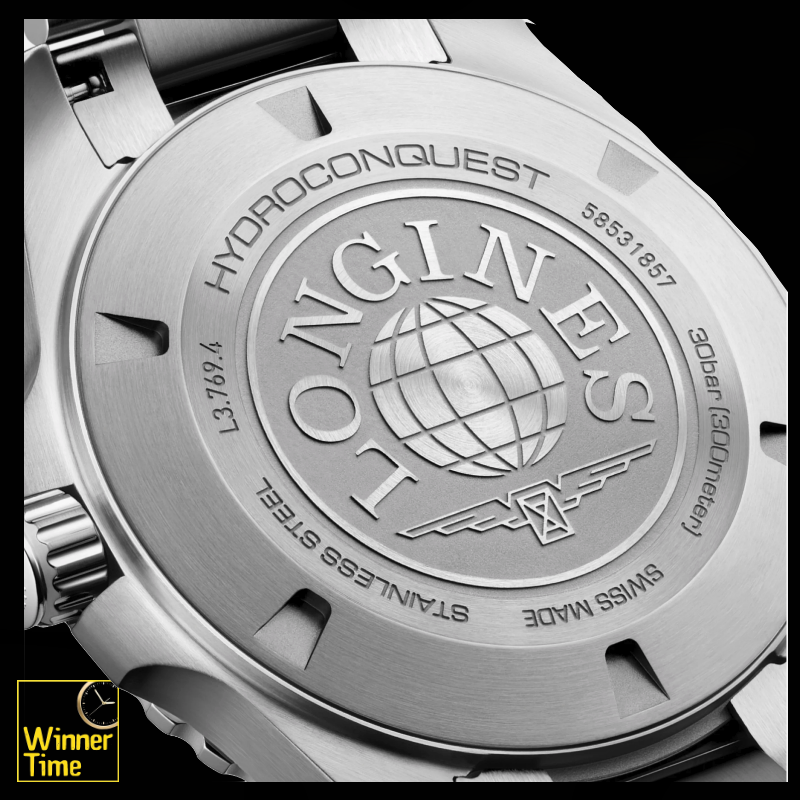 นาฬิกาข้อมือผู้ชายจากแบรนด์หรูสวิส Longines HYDROCONQUEST- ควอตซ์, Ø 42.00 mm สแตนเลสสตีล รุ่น L3.769.4.56.6