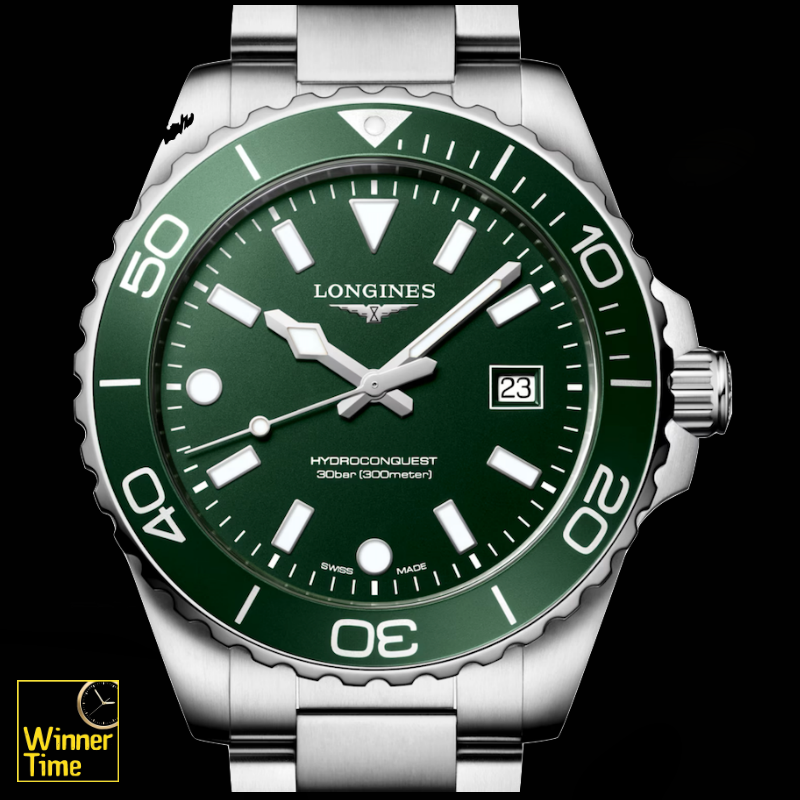 นาฬิกาข้อมือผู้ชายจากแบรนด์หรูสวิส Longines HYDROCONQUEST-ควอตซ์ Ø 42.00 mm สแตนเลสสตีล รุ่น L3.769.4.06.6