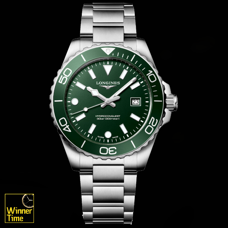 นาฬิกาข้อมือผู้ชายจากแบรนด์หรูสวิส Longines HYDROCONQUEST-ควอตซ์ Ø 42.00 mm สแตนเลสสตีล รุ่น L3.769.4.06.6
