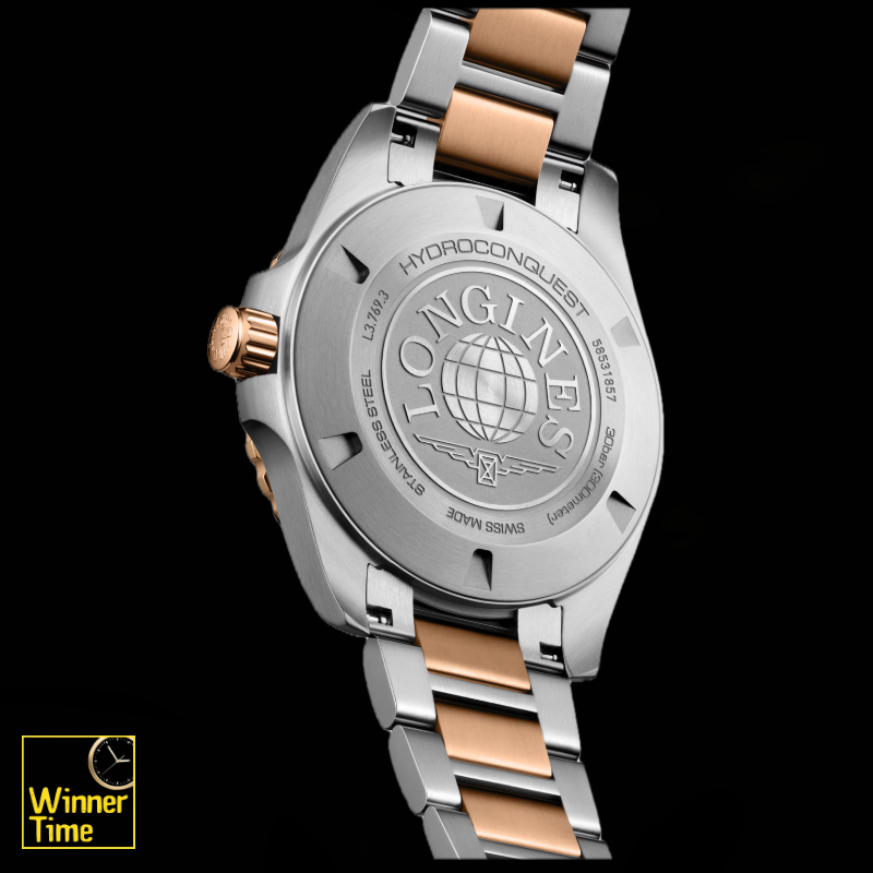 นาฬิกาข้อมือผู้ชายจากแบรนด์หรูสวิส Longines HYDROCONQUESTควอตซ์ Ø 42.00 mm สแตนเลสสตีลและเคลือบ pvd สีแดง รุ่น L3.769.3.98.7