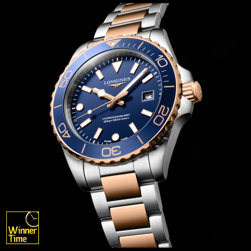 นาฬิกาข้อมือผู้ชายจากแบรนด์หรูสวิส Longines HYDROCONQUESTควอตซ์ Ø 42.00 mm สแตนเลสสตีลและเคลือบ pvd สีแดง รุ่น L3.769.3.98.7