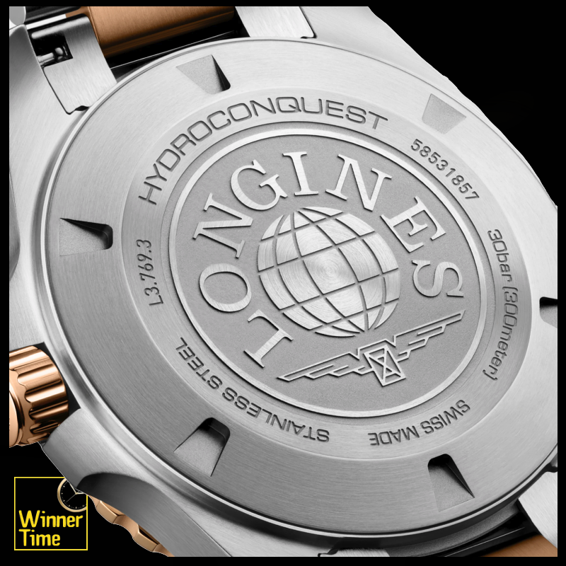 นาฬิกาข้อมือผู้ชายจากแบรนด์หรูสวิส Longines HYDROCONQUESTควอตซ์ Ø 42.00 mm สแตนเลสสตีลและเคลือบ pvd สีแดง รุ่น L3.769.3.98.7