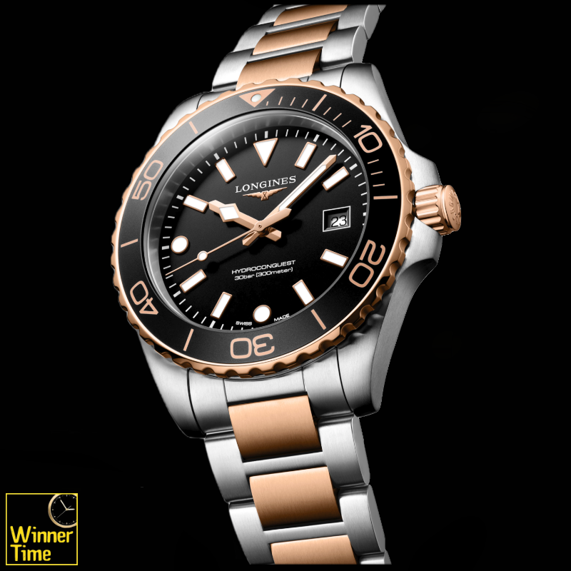 นาฬิกาข้อมือผู้ชายจากแบรนด์หรูสวิส Longines HYDROCONQUESTควอตซ์ Ø 42.00 mm สแตนเลสสตีลและเคลือบ pvd สีแดง รุ่น L3.769.3.58.7