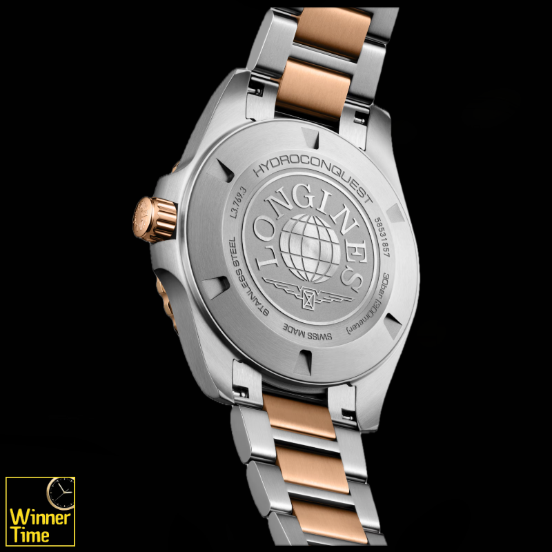 นาฬิกาข้อมือผู้ชายจากแบรนด์หรูสวิส Longines HYDROCONQUESTควอตซ์ Ø 42.00 mm สแตนเลสสตีลและเคลือบ pvd สีแดง รุ่น L3.769.3.58.7