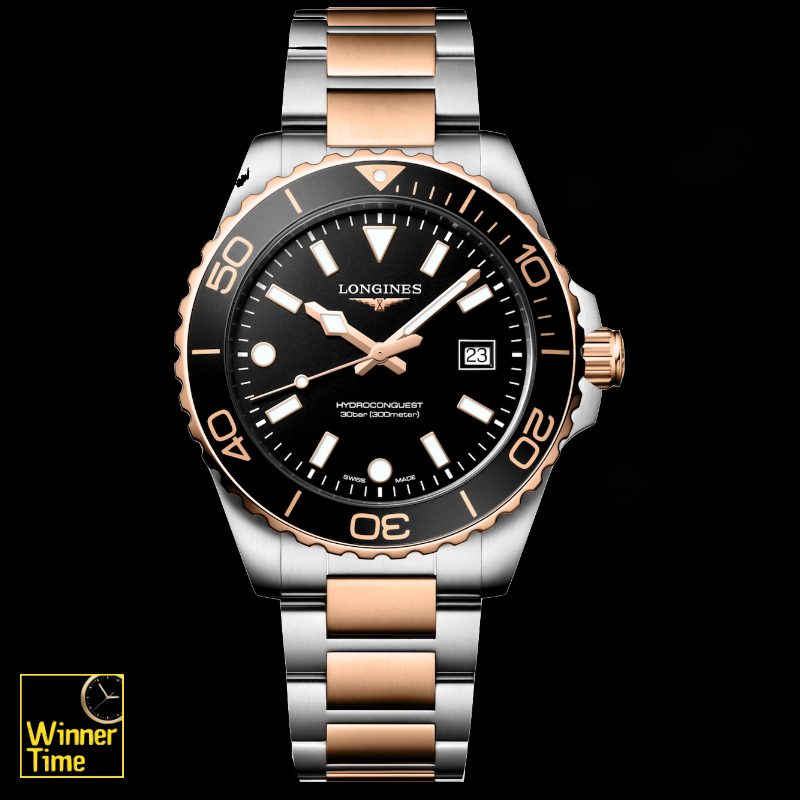 นาฬิกาข้อมือผู้ชายจากแบรนด์หรูสวิส Longines HYDROCONQUESTควอตซ์ Ø 42.00 mm สแตนเลสสตีลและเคลือบ pvd สีแดง รุ่น L3.769.3.58.7