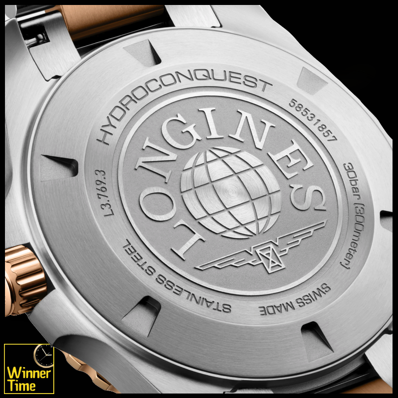 นาฬิกาข้อมือผู้ชายจากแบรนด์หรูสวิส Longines HYDROCONQUESTควอตซ์ Ø 42.00 mm สแตนเลสสตีลและเคลือบ pvd สีแดง รุ่น L3.769.3.58.7