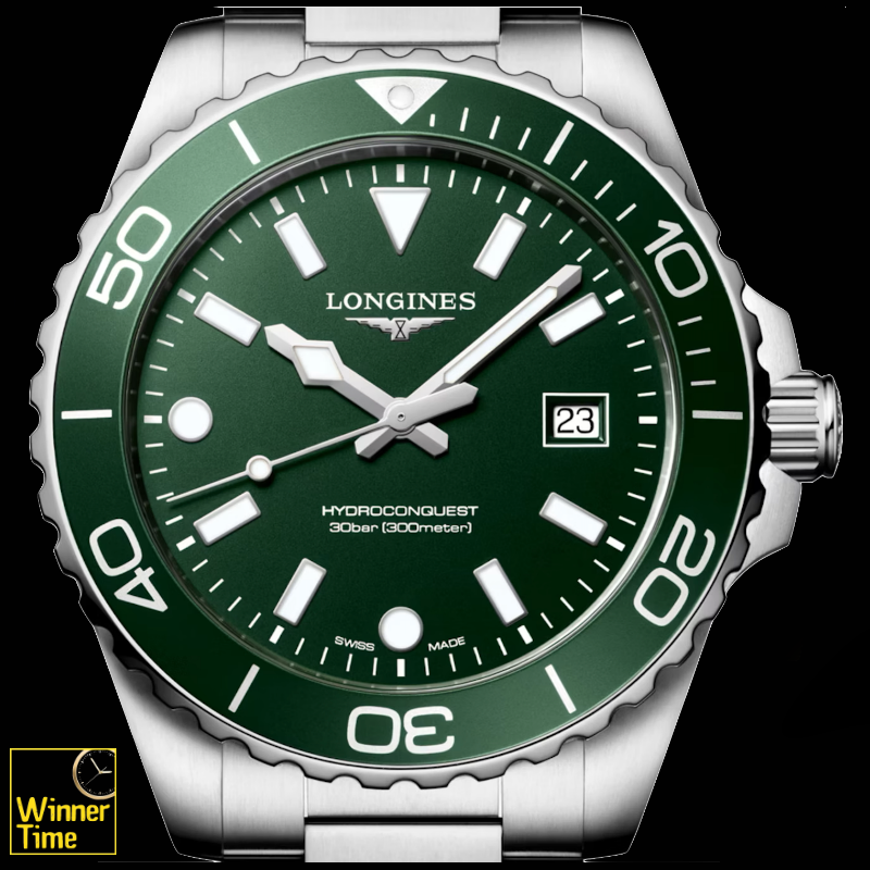 นาฬิกาข้อมือผู้ชายจากแบรนด์หรูสวิส Longines HYDROCONQUEST-ควอตซ์ &Oslash; 42.00 mm สแตนเลสสตีล รุ่น L3.769.4.06.6