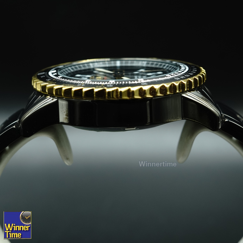 SEIKO 5 Sport Automatic Jewels Black Dial Black Stainless Steel Day Date Display รุ่น SRP356K1,SRP356K,SRP356
